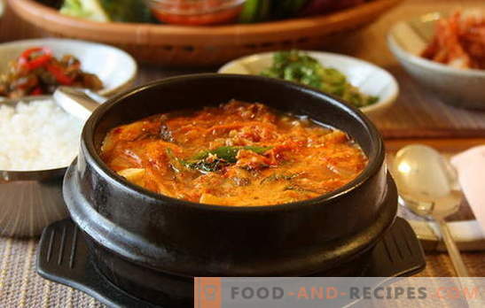 Sopa picante é um prato de aquecimento com pimenta. Receitas picantes com frango, lentilhas, tomate, almôndegas, camarão