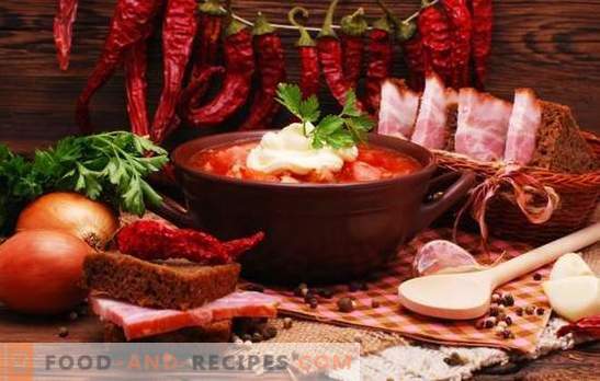 Quais as especiarias necessárias para o borscht e quais não podem ser colocadas?