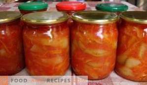 Lechuga de tomates, pimientos, zanahorias y cebollas para el invierno