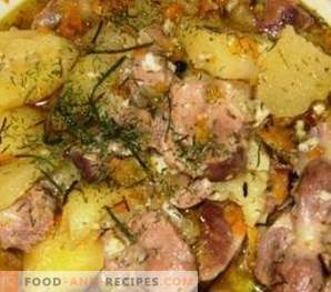 Estômagos de frango cozidos com batatas