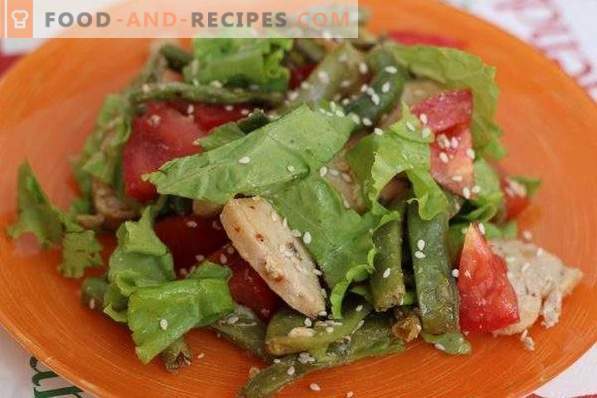 Salada com feijão verde e frango