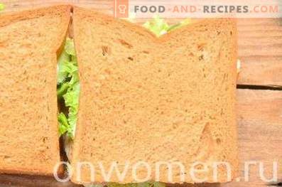 Sanduíche com pão de centeio, peito e pepino