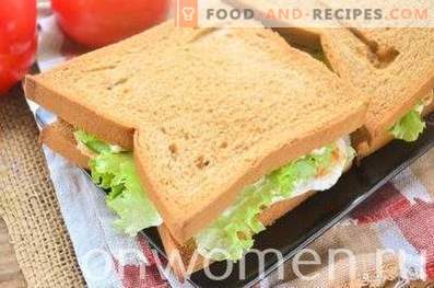 Sanduíche com pão de centeio, peito e pepino