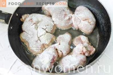 Hígado de pollo frito con cebolla