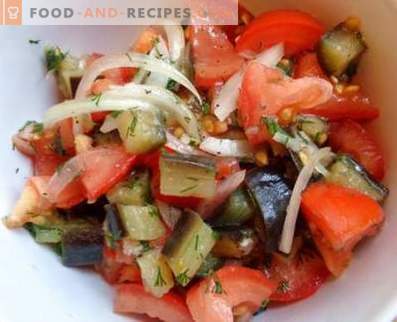Saladas com berinjela e tomate