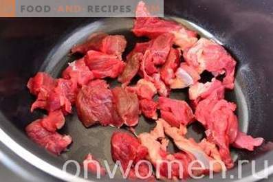 Carne cozida com batatas em um fogão lento