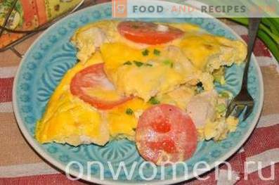 Omelete com frango e tomate no forno