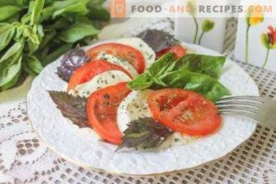Saladas com mussarela e tomate