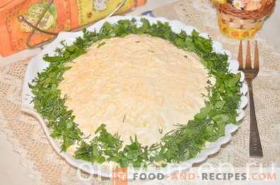 Salada em camadas com espadilha e queijo