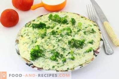 Omelete com brócolis em uma panela