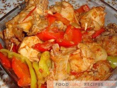 Insalata tiepida di peperoni e pomodori con pollo
