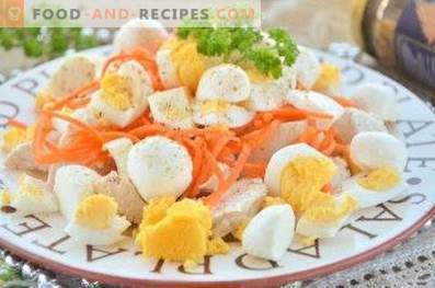 Saladas com cenouras coreanas e frango
