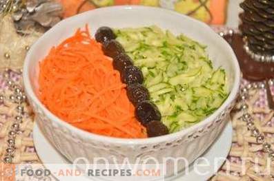 Salada em camadas com carne e legumes