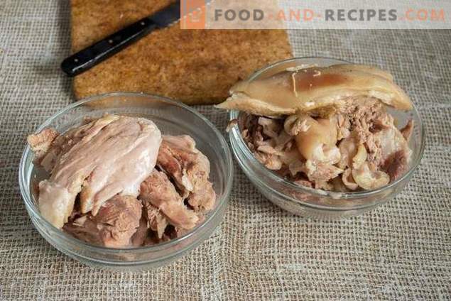 Salada de geléia e carne - 2 pratos de 1 pernil de porco