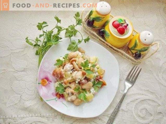 Salada rústica com cogumelos em conserva
