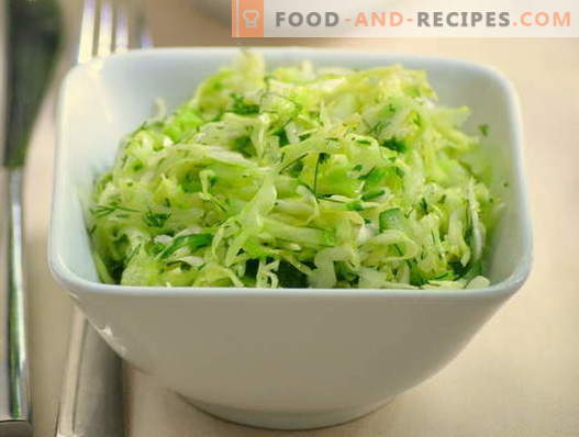 Saladas de repolho e pepino - cinco melhores receitas. Como corretamente e saboroso cozinhar saladas com repolho e pepino.