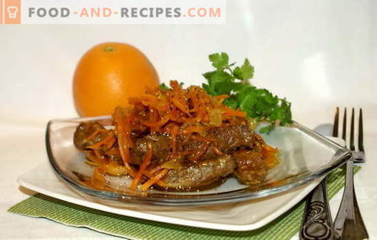 Fígado de carne com cenouras: frito, cozido, em uma salada. As melhores receitas para cozinhar fígado bovino com cenoura